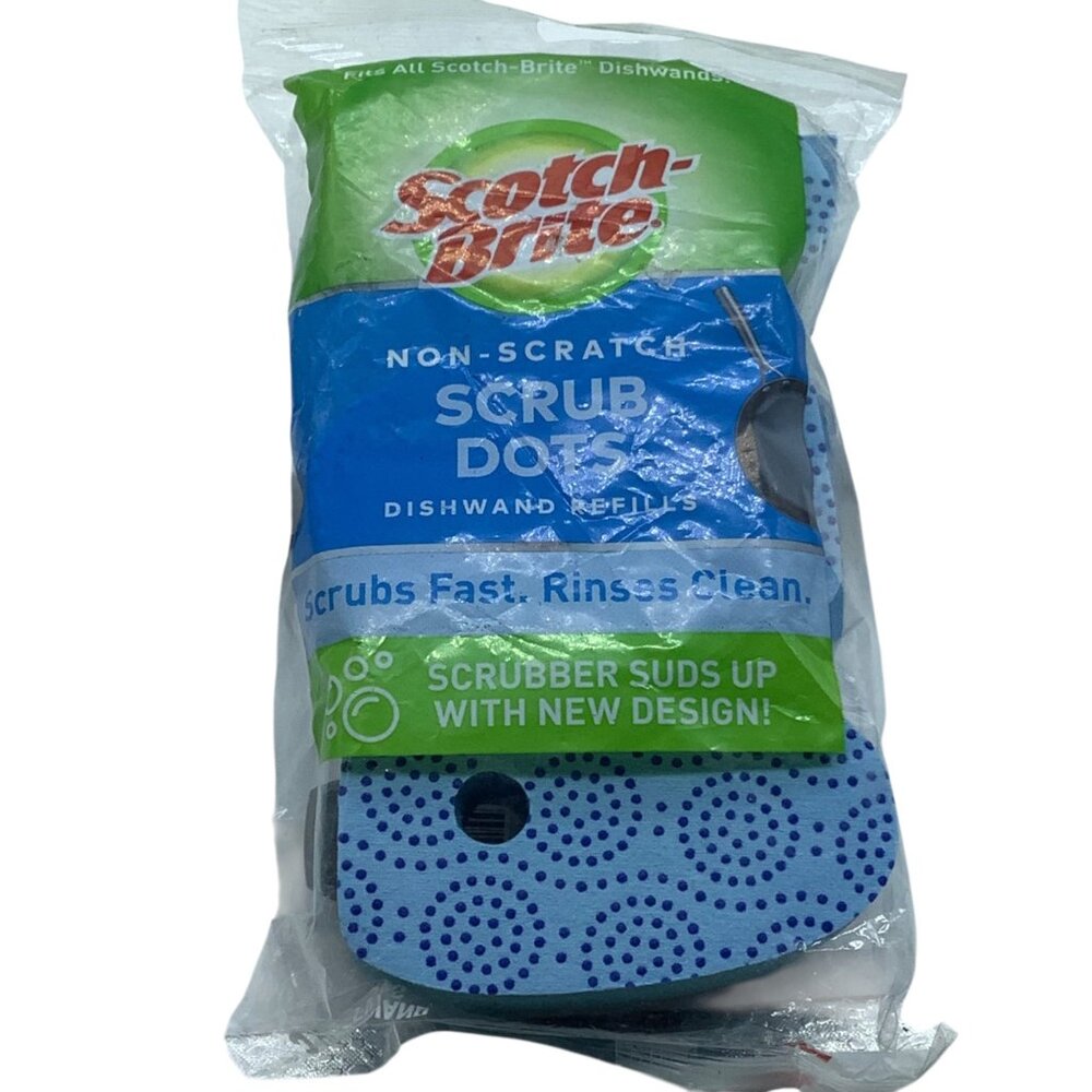 Scotch-Brite Non-Scratch Scrub Dots Dishwand Refills‎ Scrubs Fast Rinses Clean